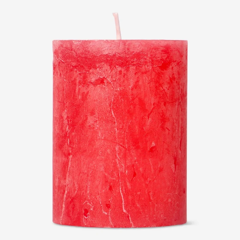 Red Rustic Pillar Candle - 8 cm