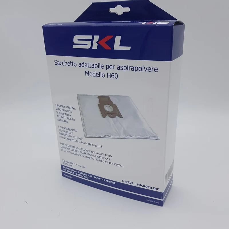 Confezione 5 sacchetti aspirapolvere 35600392 h60 hoover con microfiltro Skl