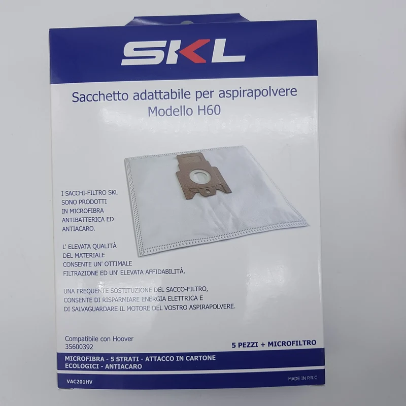 Confezione 5 sacchetti aspirapolvere 35600392 h60 hoover con microfiltro Skl