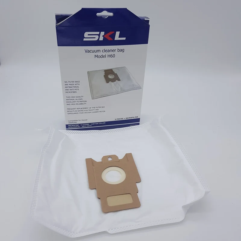 Confezione 5 sacchetti aspirapolvere 35600392 h60 hoover con microfiltro Skl