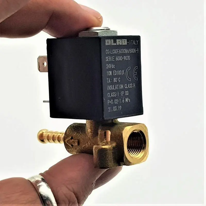 Elettrovalvola 2 vie con raccordo dritto 24v dc 10w macchina da caffe' Saeco intelia