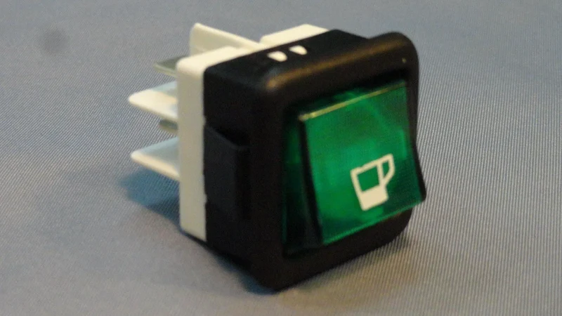 Interruttore bipolare luminoso verde per Saeco 25x25mm 4 contatti