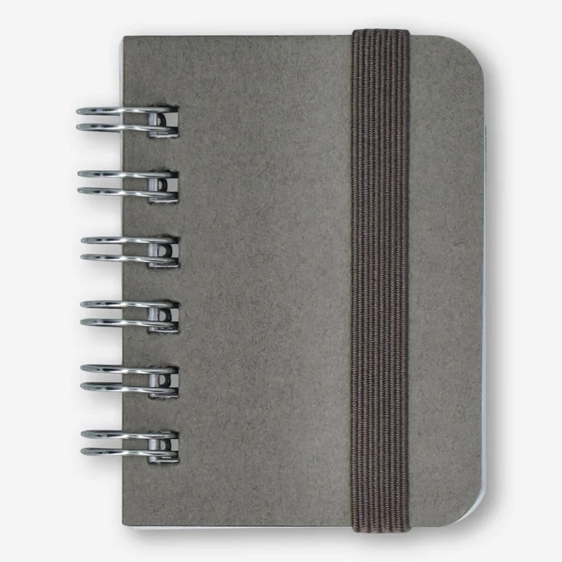 Grey Mini Notebook with Blank Pages and Elastic Closure