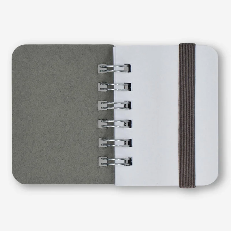 Grey Mini Notebook with Blank Pages and Elastic Closure