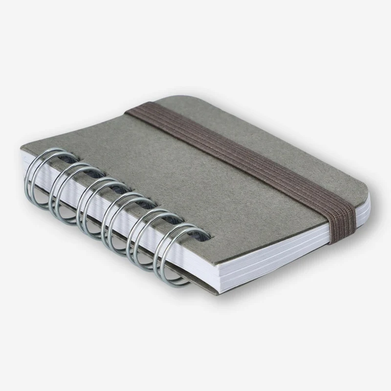 Grey Mini Notebook with Blank Pages and Elastic Closure