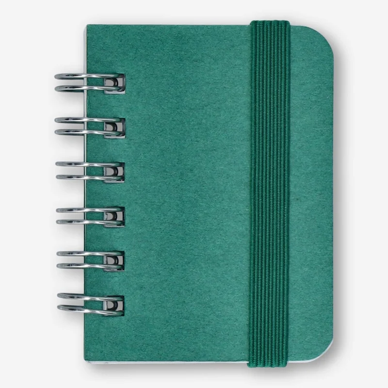 Green Mini Notebook with Blank Pages and Elastic Closure