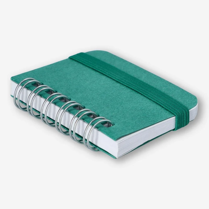 Green Mini Notebook with Blank Pages and Elastic Closure