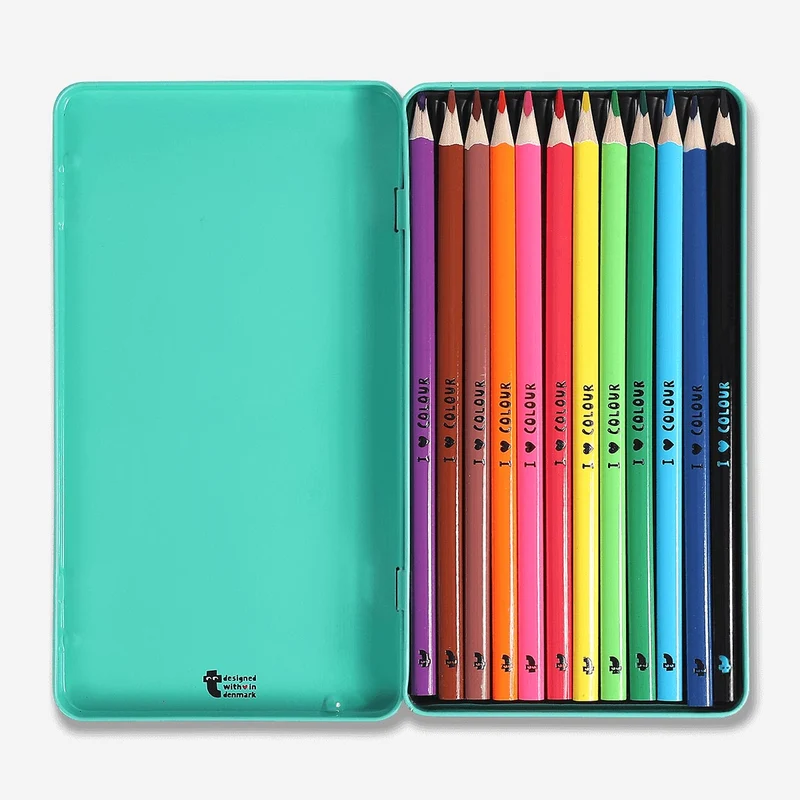 Coloured Pencils in Metal Box - 12 pcs