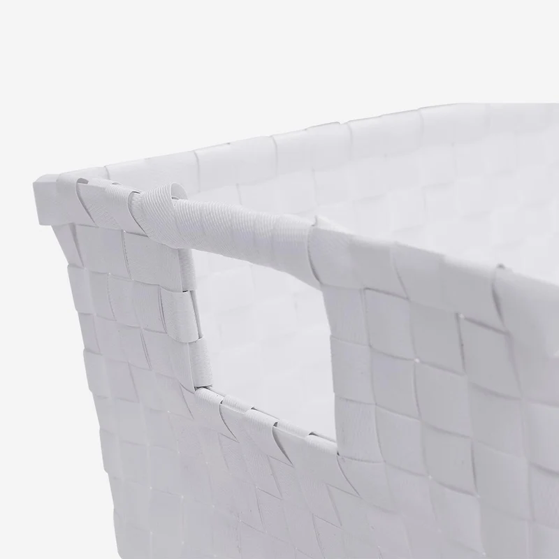 White Storage Basket in Braided Plastic