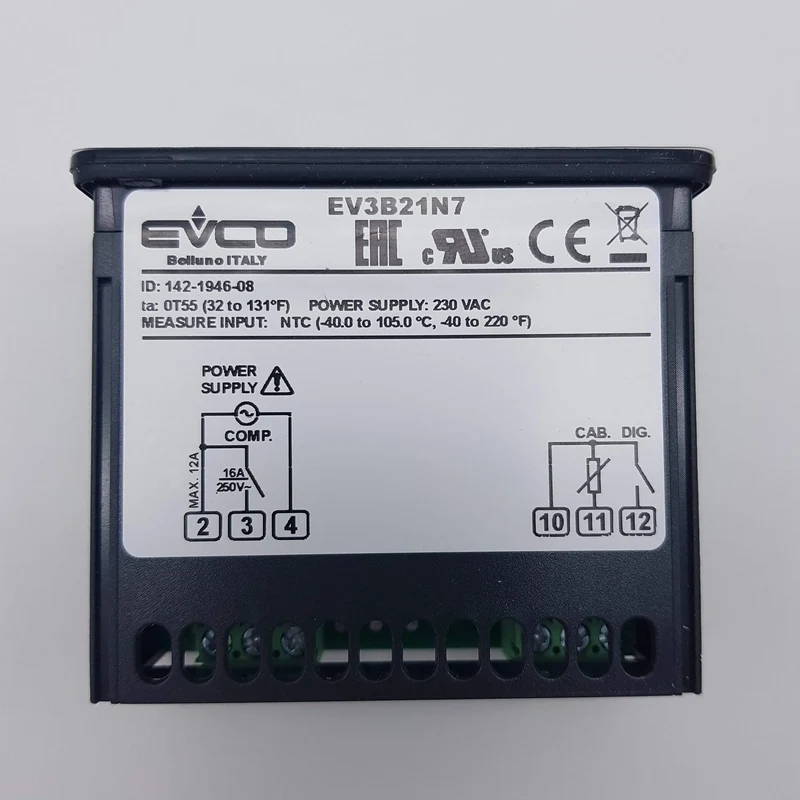 Termostato di controllo digitale senza sonda ev3b21n7 230v evco Universale