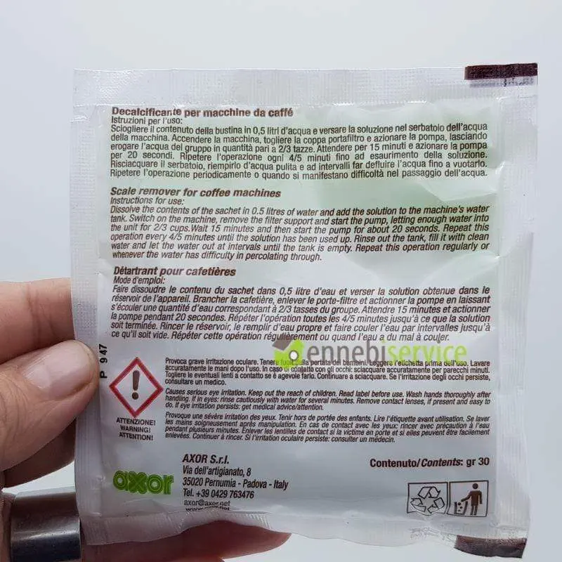 Decalcificante in cristalli con acido citrico per macchine da caffè Axor 1 bustina 30g