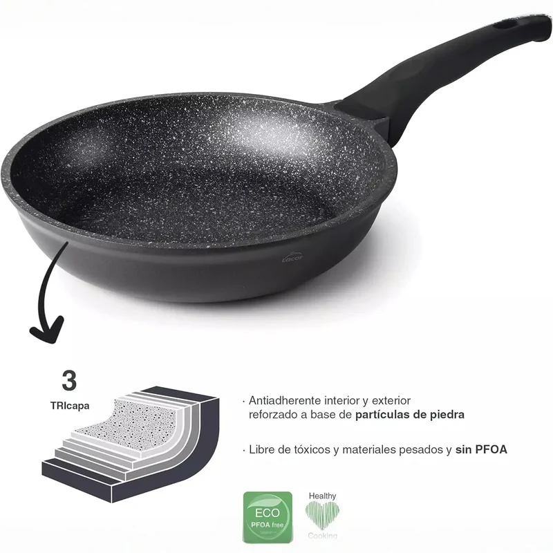 LACOR Padella Eco-Pietra Alluminio Fuso 28cm - Modello 24128