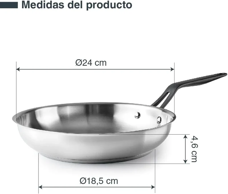 LACOR Padella Origin Acciaio Inossidabile 24cm - Modello 47324