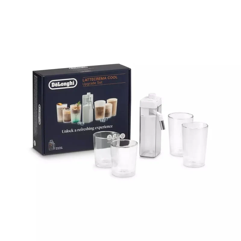 Set brocca LatteCrema Cool con 4 bicchieri DeLonghi Rivelia e PrimaDonna DLSC032 AS00006309