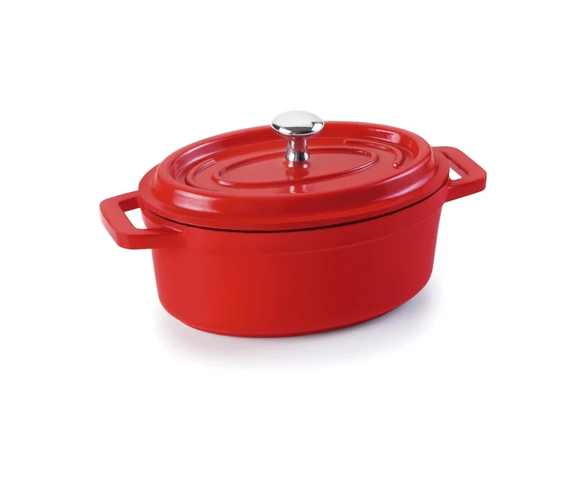LACOR Cacerola ovale con coperchio rosso Mini Cocotte 25911