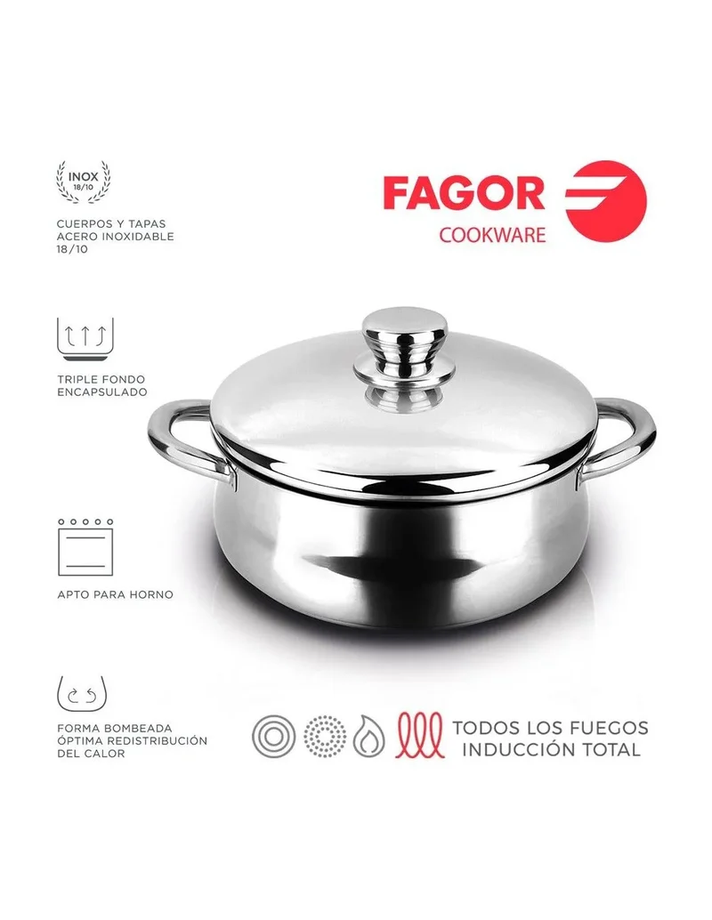 FAGOR Pentola SILVERINOX + Coperchio Ø24