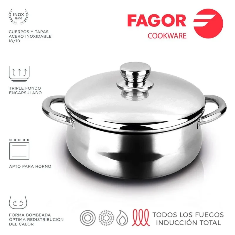 FAGOR Pentola SILVERINOX + Coperchio Ø20