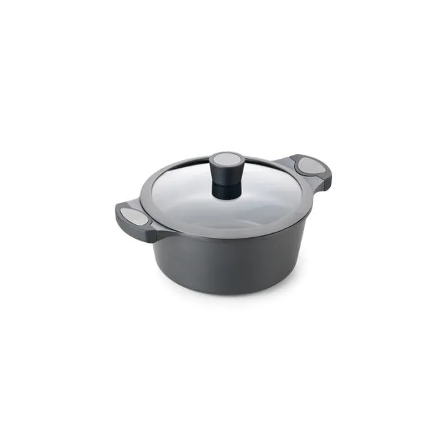 ALZA MATRIX pentola bassa con coperchio in alluminio pressofuso da 24 cm.