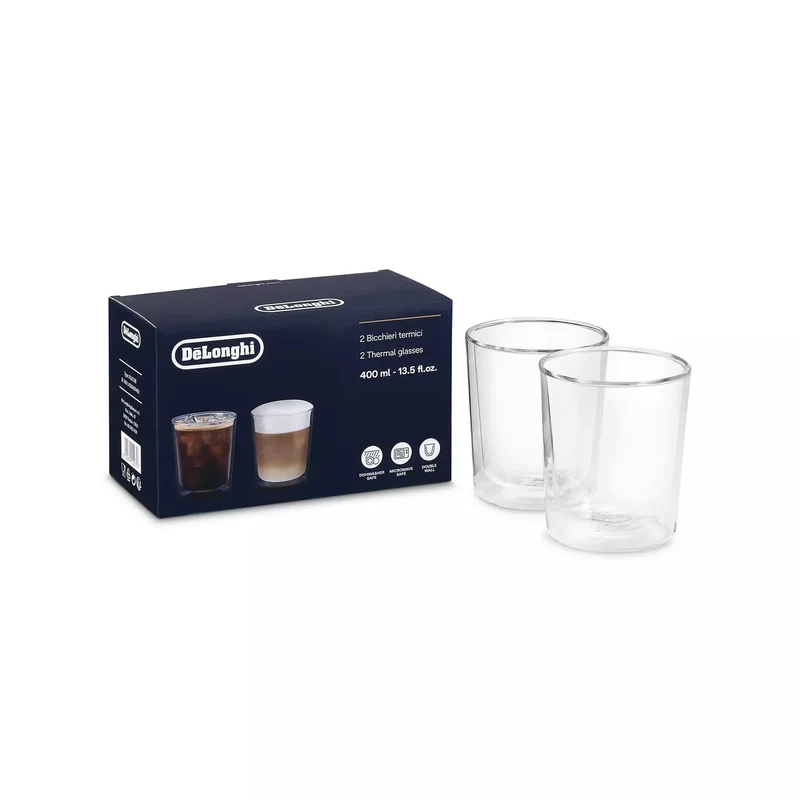 Delonghi Bicchieri termici a doppia parete, 400 ml, confezione da 2 DLSC318