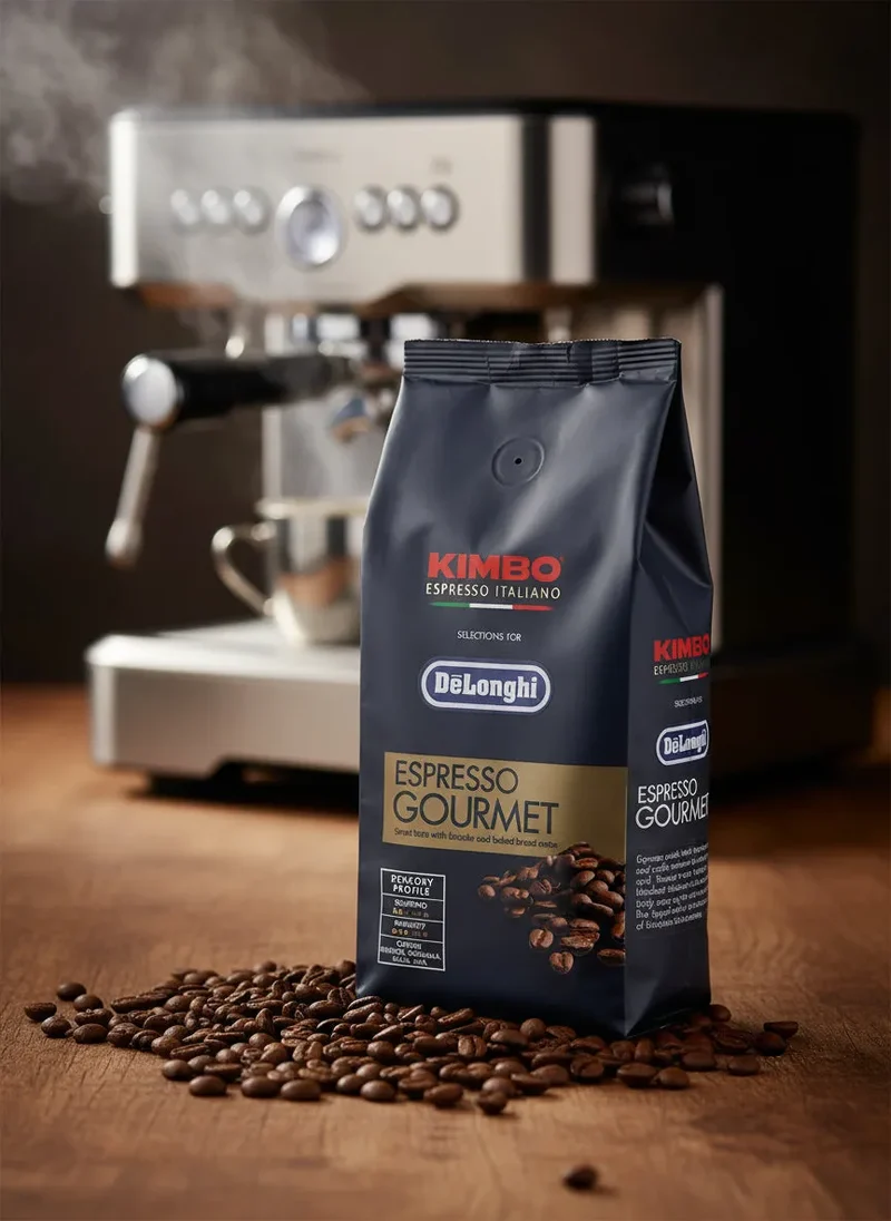 DeLonghi Cafe Kimbo Espresso in grani De'Longhi, Gourmet 80% Arabica 20% Robusta, 250 g
